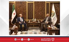 Damascus, SANA- Minister of Emergency and Disaster Management, Raed al-Saleh, and the Ambassador of the Kingdom of Bahrain in Damascus, Wahid Mubarak Sayyar.